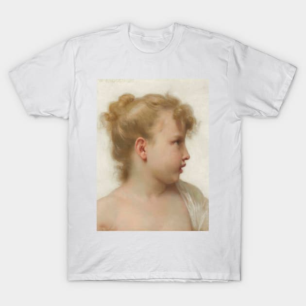 Etude; Tete de Petite Fille (Visage de Profil) by William-Adolphe Bouguereau T-Shirt by Classic Art Stall